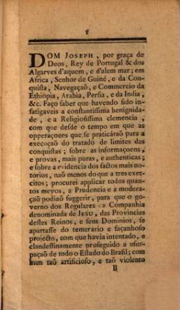 Edit d'expulsion des Jésuites de tous les États de la Couronne de Portugal