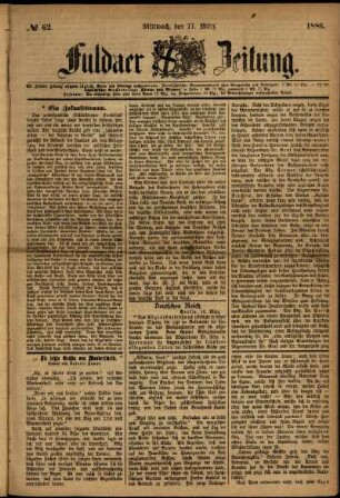 Ausgabe vom Mittwoch, den 17. März 1886.