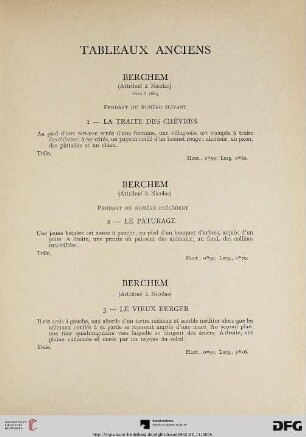 Tableaux anciens (Nr. 1-12) mit Planche I- VII