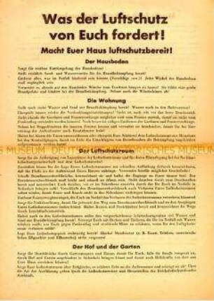 Merkblatt zum Luftschutz