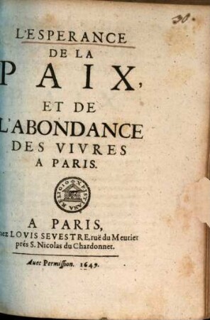 L' esperance de la paix