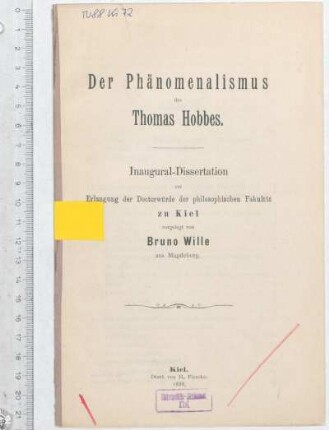 Der Phänomenalismus des Thomas Hobbes