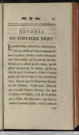 Response Du Chevalier Digby