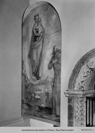 Madonna mit dem Kind auf der Mondsichel mit der Heiligen Barbara und dem Heiligen Franziskus