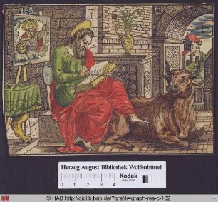 Der Heilige Lukas schreibt sein Evangelium.