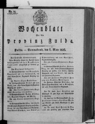 Nr. 18, Ausgabe vom 6. Mai 1826