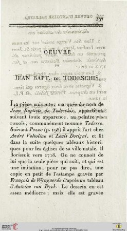 Oeuvre de Jean Bapt. de Todeschis