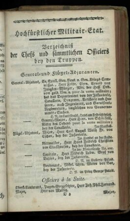 Hochfuerstlicher Militair-Etat