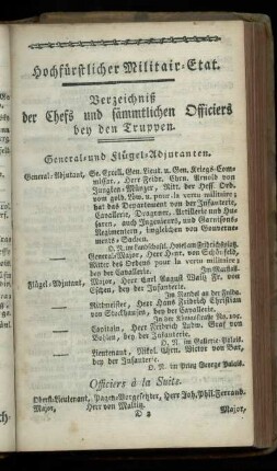 Hochfuerstlicher Militair-Etat