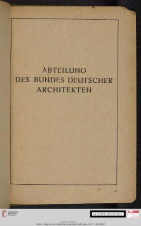 Abteilung des Bundes deutscher Architekten