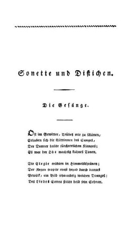 7. Abteilung, Sonette und Distichen