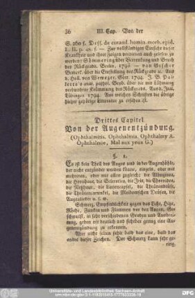 Drittes Capitel. Von der Augenentzündung.