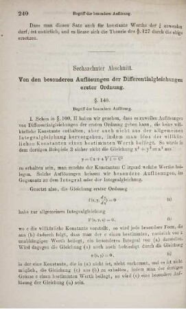 Sechzehnter Abschnitt. Von den besonderen Auflösungen der Differentialgleichungen erster Ordnung.