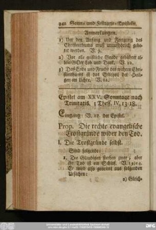 Epistel am XXV. Sonntage nach Trinitatis 1 Thess. IV. 13 - 18.
