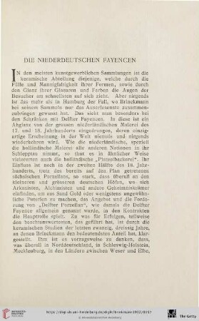 Die niederdeutschen Fayencen