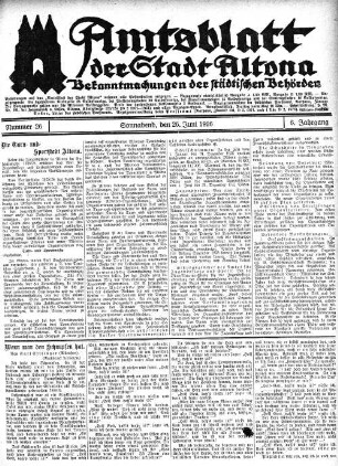 Nummer 26 : Sonnabend, den 26. Juni 1926