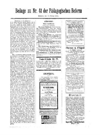 Litteratur : Beilage zu Nr. 41 der Pädagogischen Reform
