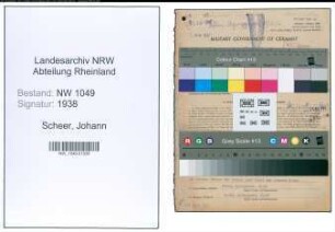 Entnazifizierung Johann Scheer , geb. 14.11.1886 (Steinmetz)