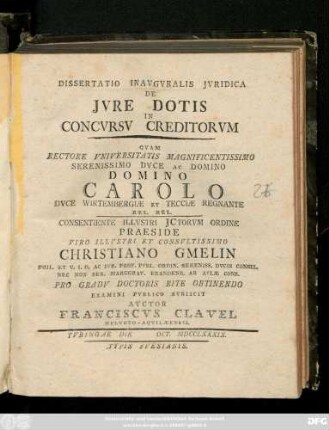 Dissertatio Inavgvralis Jvridica De Jvre Dotis In Concvrsv Creditorvm