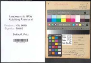 Entnazifizierung Fritz Birkhoff , geb. 12.03.1896 (Finanzbeamter)