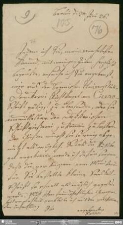 Eigenh. Brief von Franz Bopp an August Wilhelm von Schlegel, Berlin, 20.06.1826