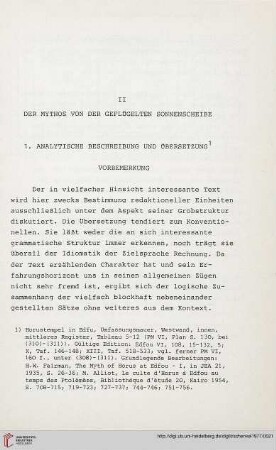 II: Mythos von der geflügelten Sonnenscheibe