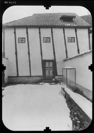 Quedlinburg, Wordgasse 3. Wohnhaus (Fachwerkmuseum, 1346-1347). Hofansicht
