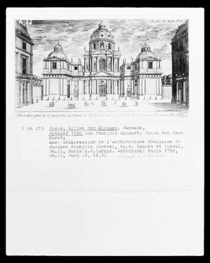 Paris, Église des Minimes, Ansicht der Fassade von Mansart