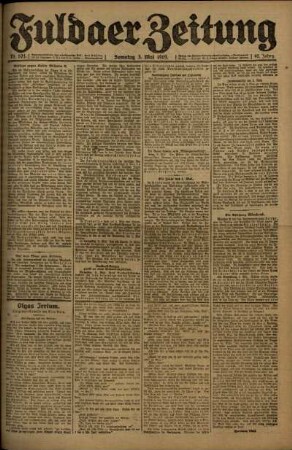 Erste Ausgabe vom Samstag, den 03. Mai 1919.