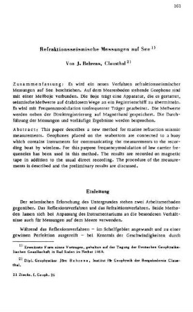 Refraktionsseismische Messungen auf See