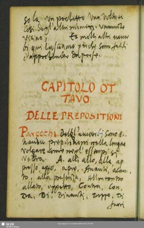 Capitolo ottavo. Delle prepositioni