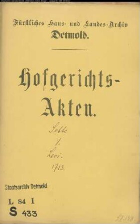 Sobbe, Joh. Ernst, Goldschmied zu Lemgo gegen Nathan Levi zu Lemgo - Schuldforderung