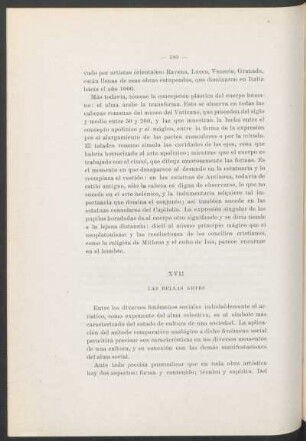 XVII - Las bellas artes
