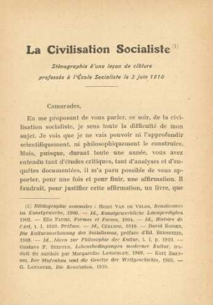 La Civilisation Socialiste