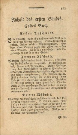 Inhalt des ersten Bandes.