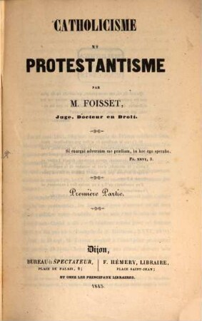 Catholicisme et protestantisme, 1