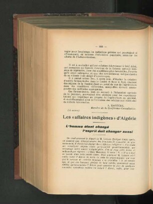 Les "affaires indigènes" d'Algérie.