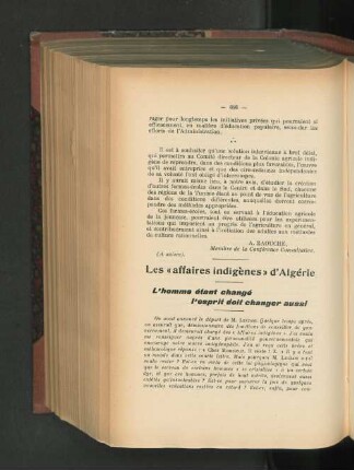 Les "affaires indigènes" d'Algérie.