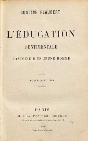 L' éducation sentimentale : histoire d'un jeune homme