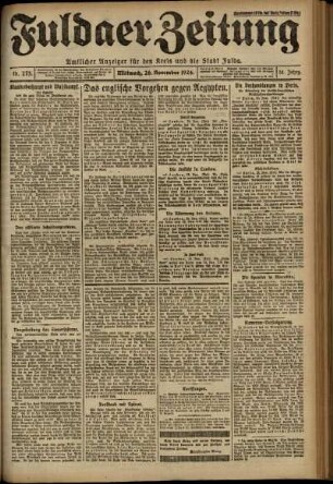 Erste Ausgabe vom Mittwoch, den 26. November 1924.