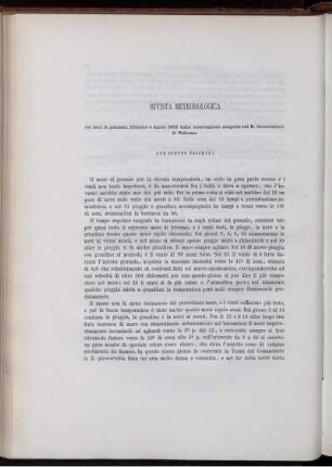 Rivista Meteorologica dei mesi di gennaio, febbraio e marzo 1865 dalle osservazioni eseguite nel R. Osservatorio di Palermo