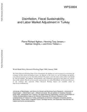 Disinflation, fiscal sustainability, and labor market adjustment in Turkey