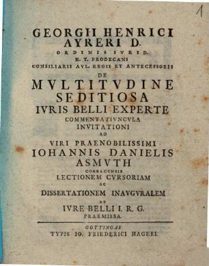 De mvltitvdine seditiosa ivris belli experte ...