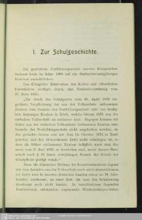 I. Zur Schulgeschichte