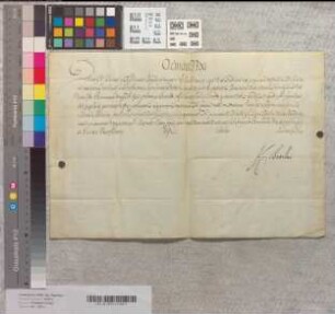 Papst Clemens XI. erteilt dem Abt Maximilian zu Corvey den apostolischen Segen.