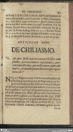 Articulus XXXV. De Chiliasmo