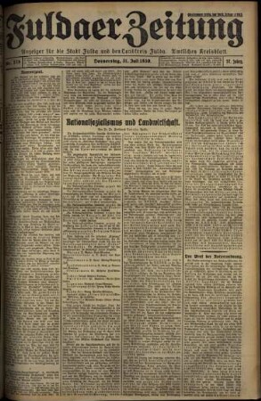 Ausgabe vom Donnerstag, den 31. Juli 1930.