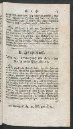 III. Hauptstück. Von der Verfolgung der christlichen Kirche unter Diocletianen