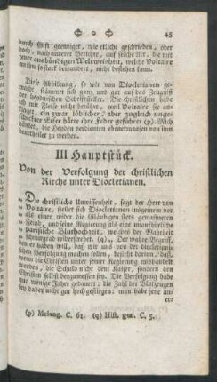 III. Hauptstück. Von der Verfolgung der christlichen Kirche unter Diocletianen