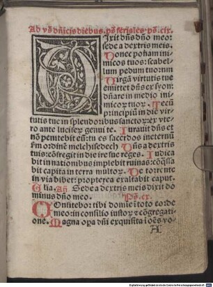 Diurnale Ratisponense : [I,1-5 und II,1-6], [I,2]. Pars hiemalis. Psalterium
